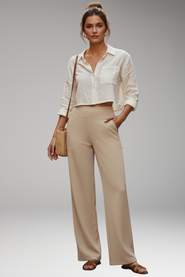 Women’s High-Waisted Trousers with Side Pockets