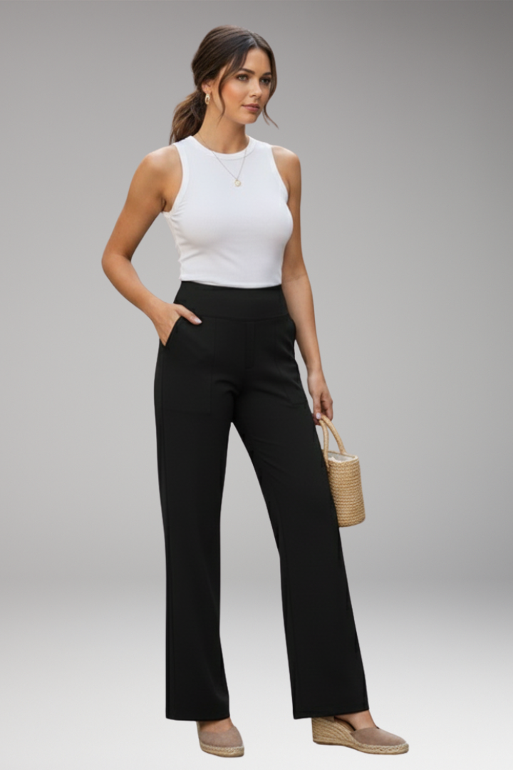 Women’s High-Waisted Trousers with Side Pockets