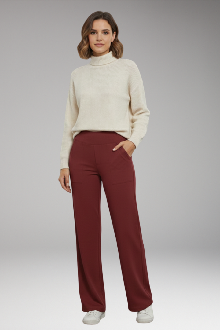 Women’s High-Waisted Trousers with Side Pockets
