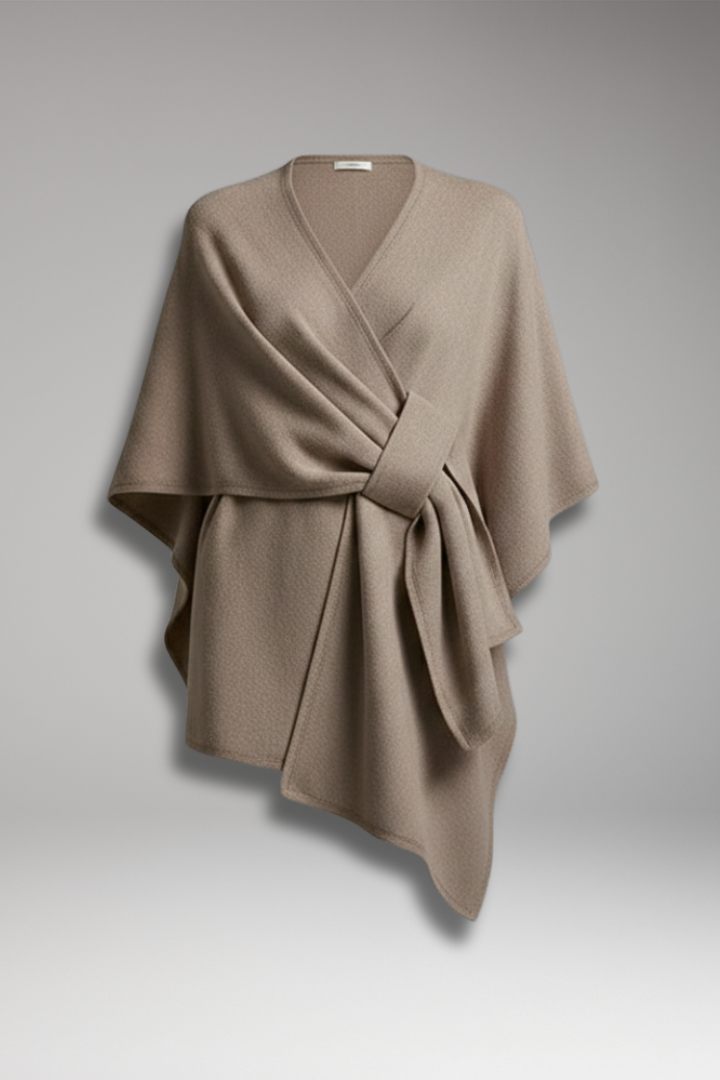 Women’s Poncho Shawl with Double-Sided Design and Wide Drape