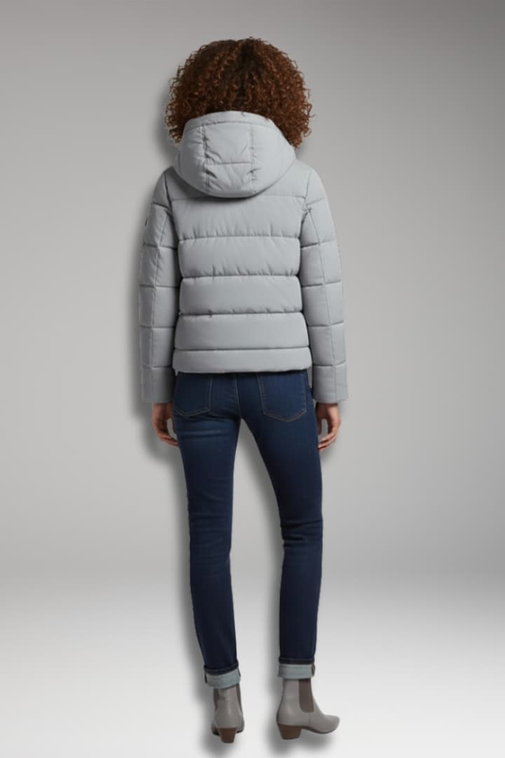 Women’s Puffer Jacket with High Collar and Zipper Closure