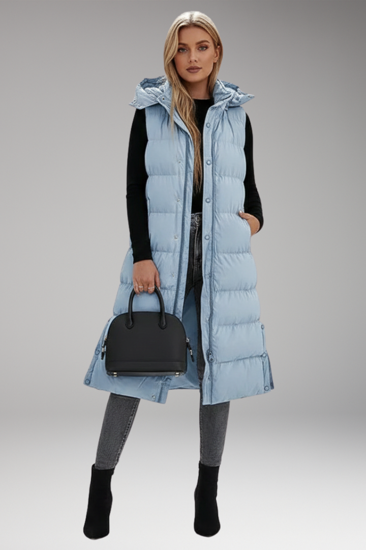 Women’s Puffer Jacket with Hood and Quilted Padding