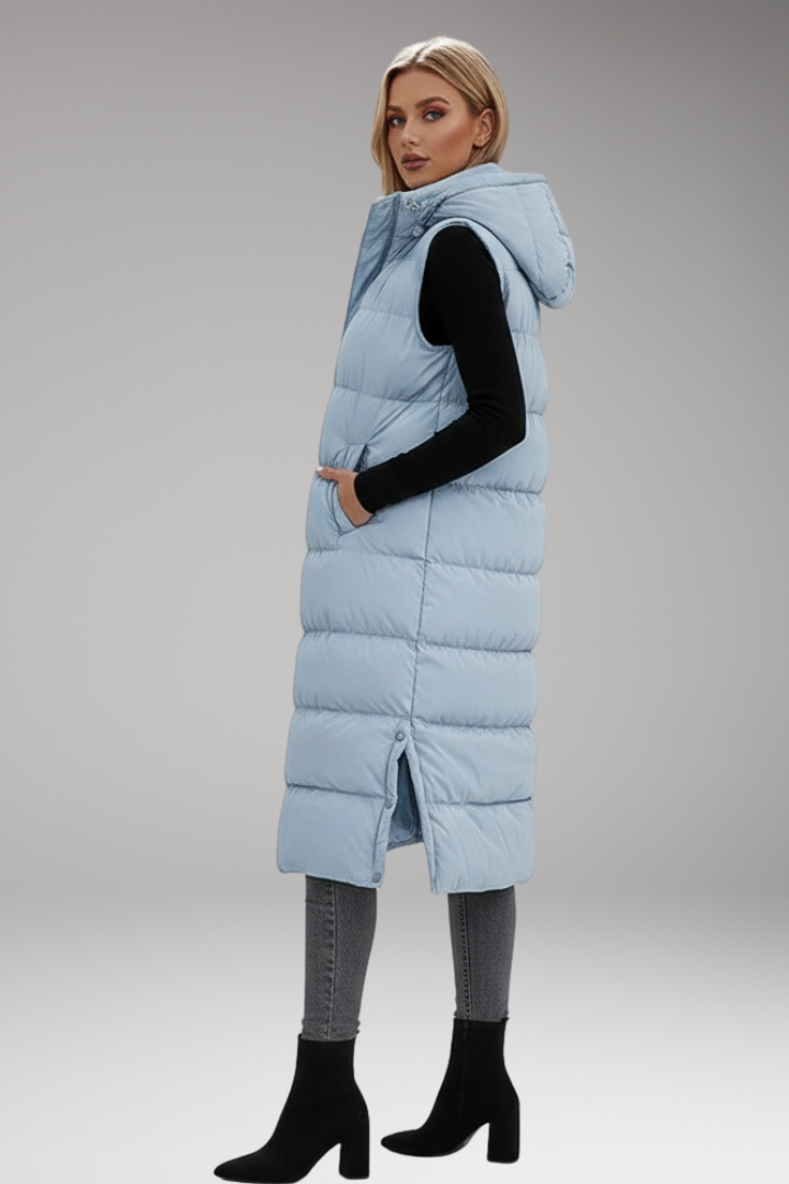 Women’s Puffer Jacket with Hood and Quilted Padding