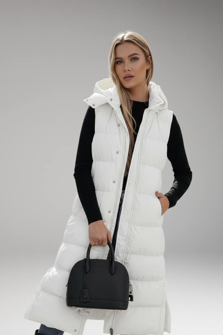 Women’s Puffer Jacket with Hood and Quilted Padding