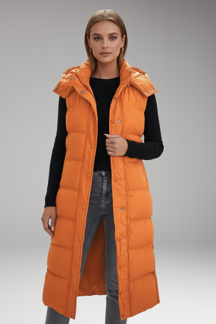 Women’s Puffer Jacket with Hood and Quilted Padding