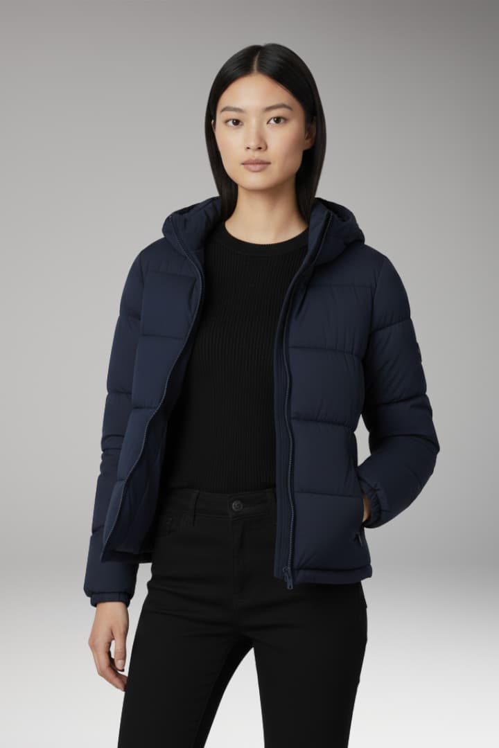 Women’s Puffer Jacket with Padded Insulation and Zip Closure