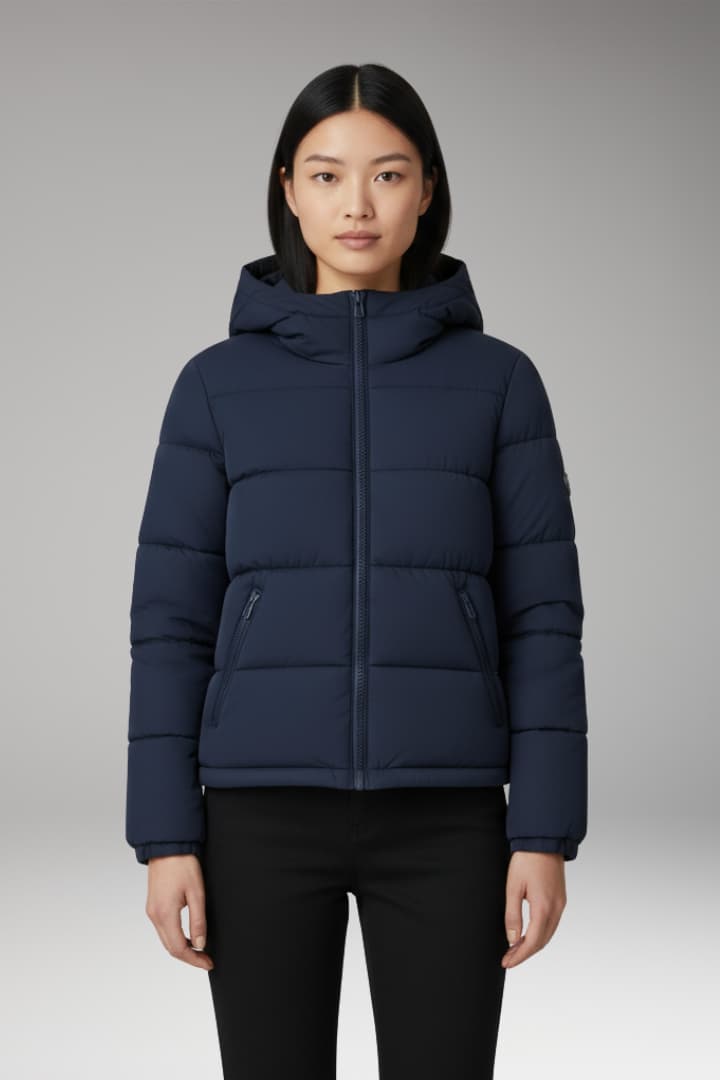 Women’s Puffer Jacket with Padded Insulation and Zip Closure