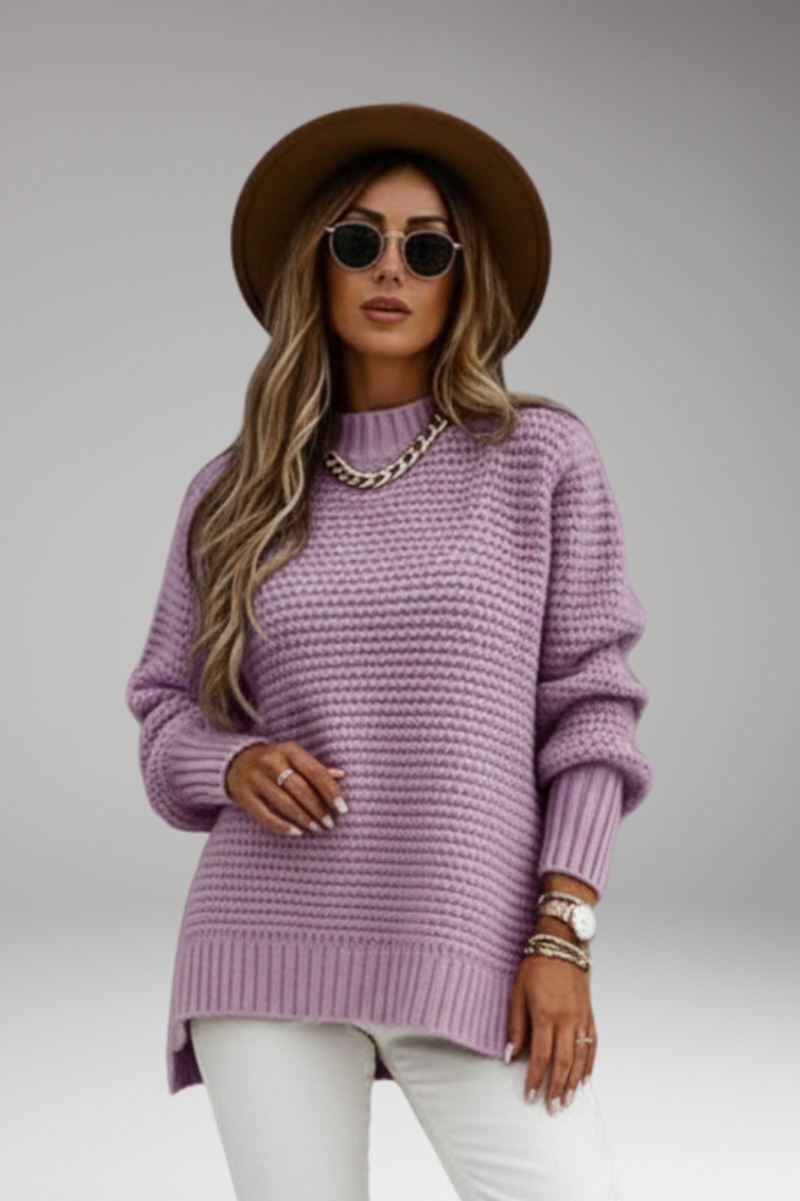 Women's Jumper with High Neck and Ribbed Cuffs