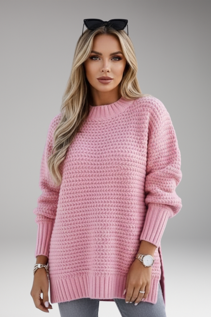 Women's Jumper with High Neck and Ribbed Cuffs