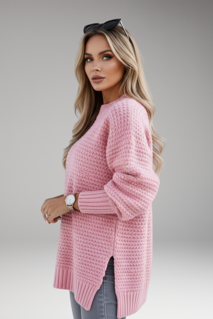 Women's Jumper with High Neck and Ribbed Cuffs