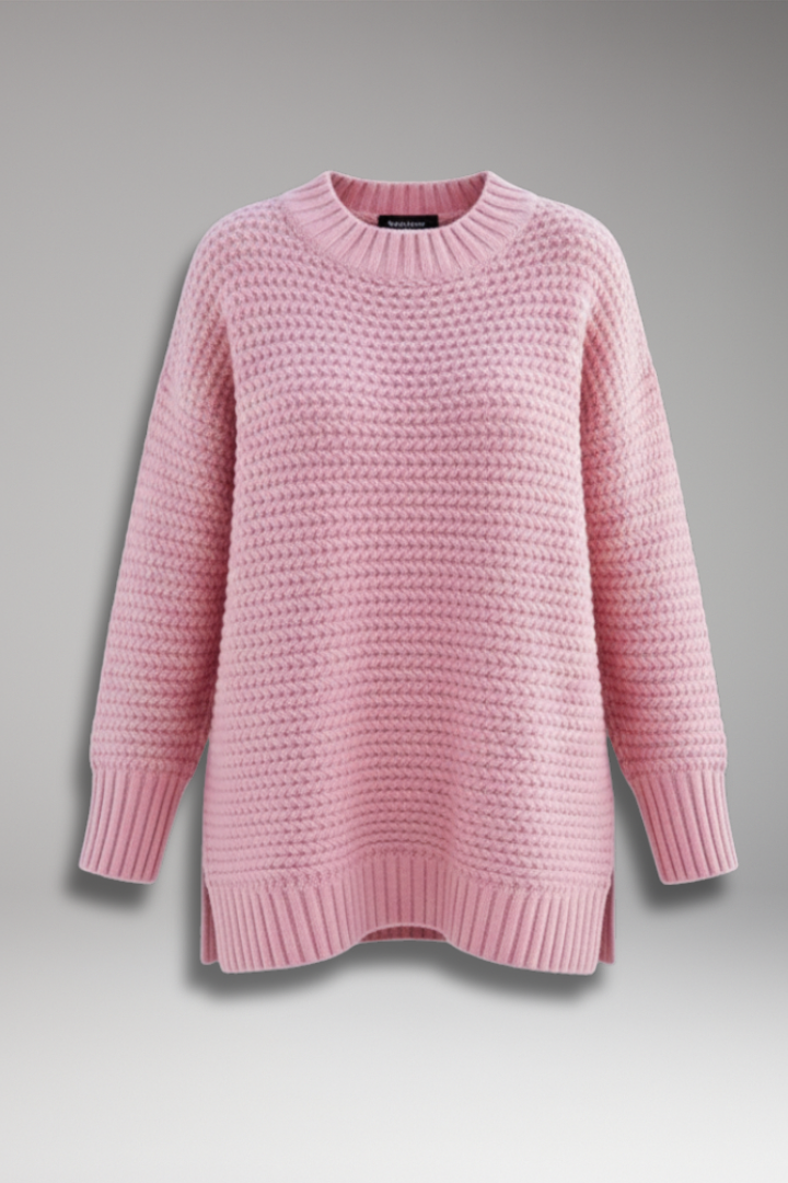 Women's Jumper with High Neck and Ribbed Cuffs