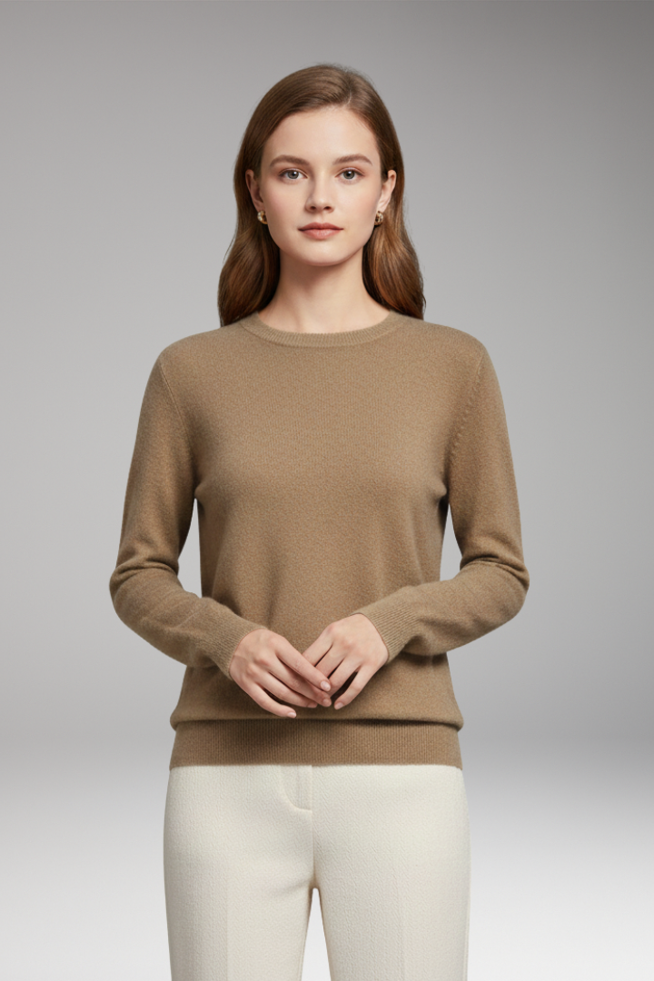 Women’s Jumper with O-Neckline and Long Sleeves