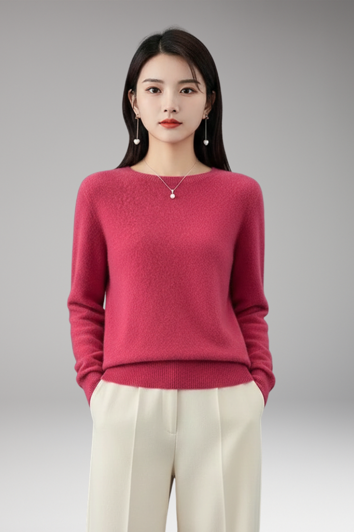 Women’s Jumper with O-Neckline and Long Sleeves