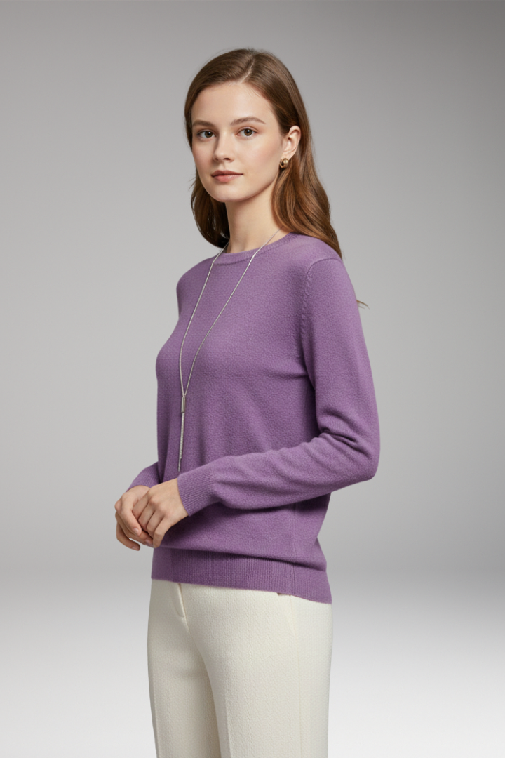 Women’s Jumper with O-Neckline and Long Sleeves