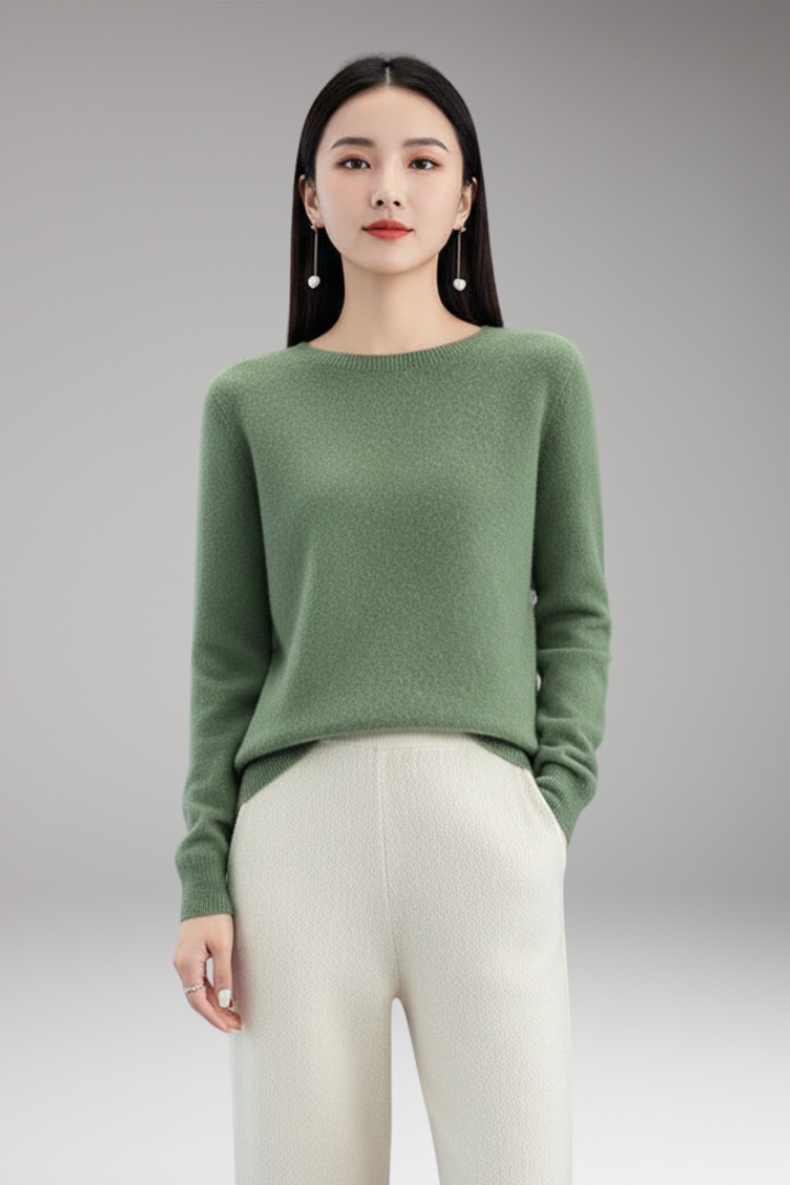 Women’s Jumper with Round Neck and Plain Surface