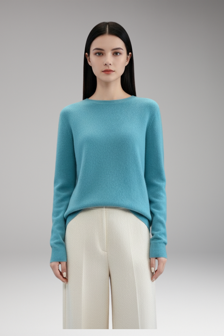 Women’s Jumper with Round Neck and Plain Surface
