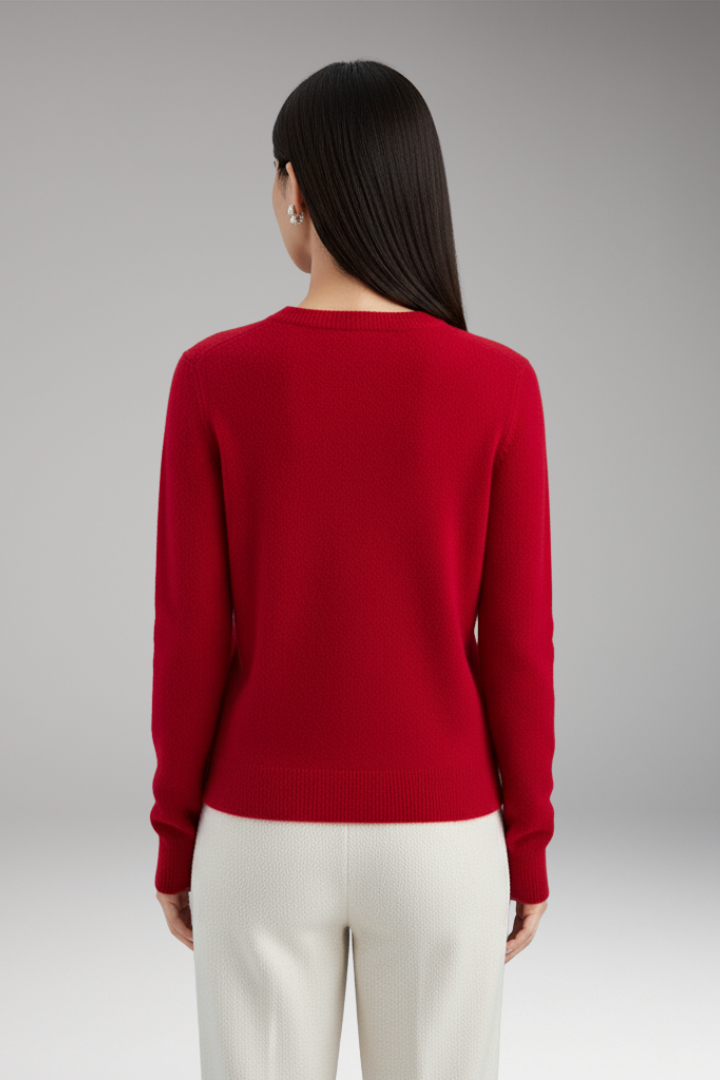 Women’s Jumper with Round Neck and Plain Surface