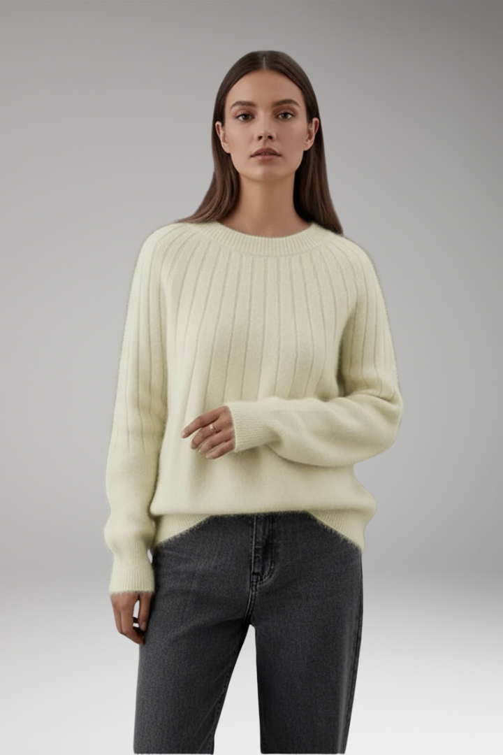 Women’s Jumper with Round Neck and Ribbed Texture