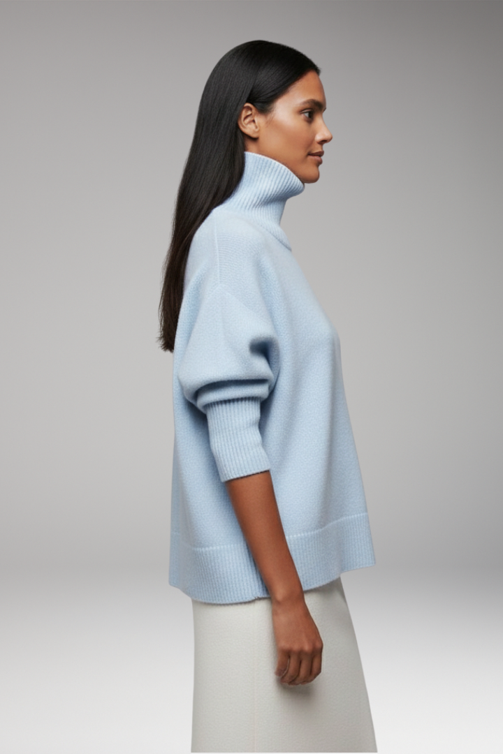 Women’s Jumper with Turtleneck and Ribbed Edges