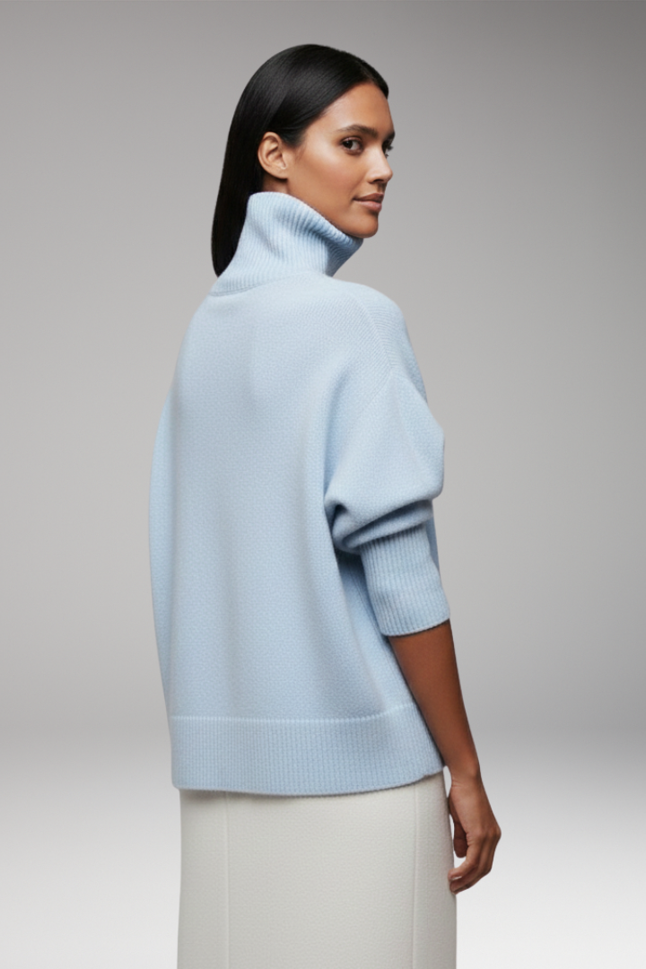 Women’s Jumper with Turtleneck and Ribbed Edges