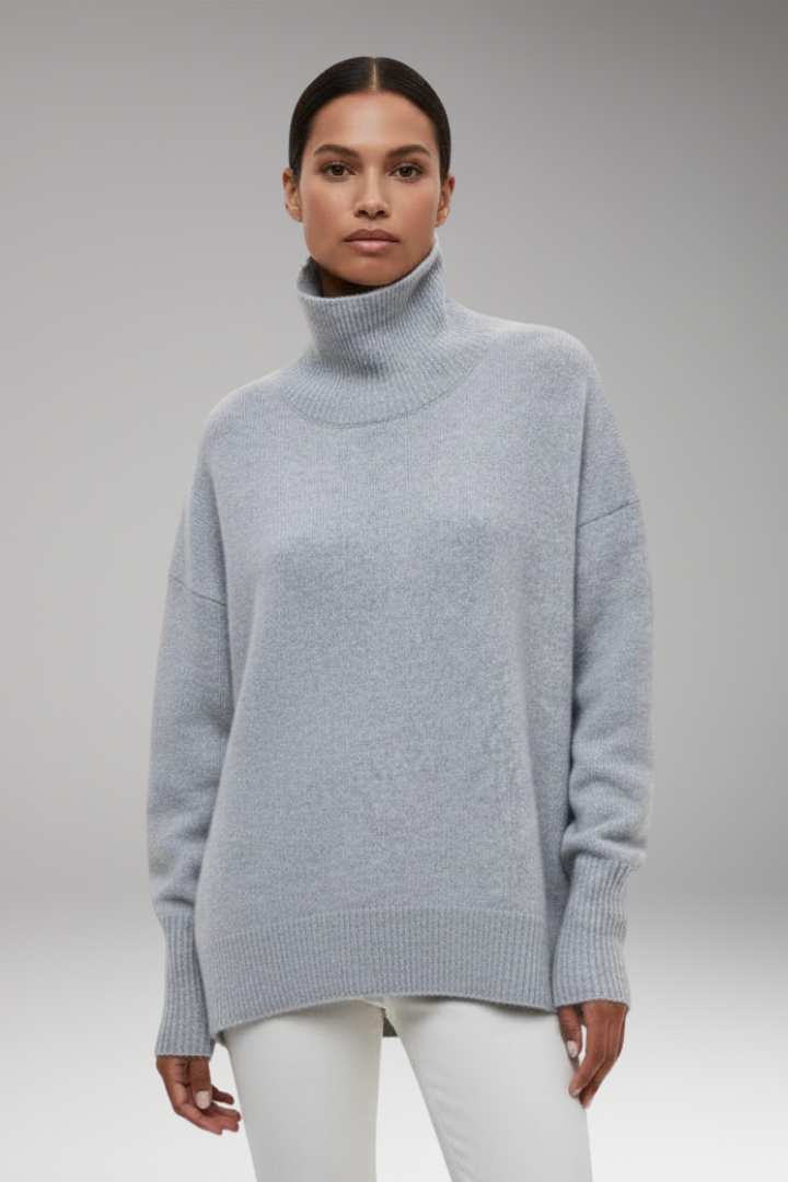 Women’s Jumper with Turtleneck and Ribbed Edges