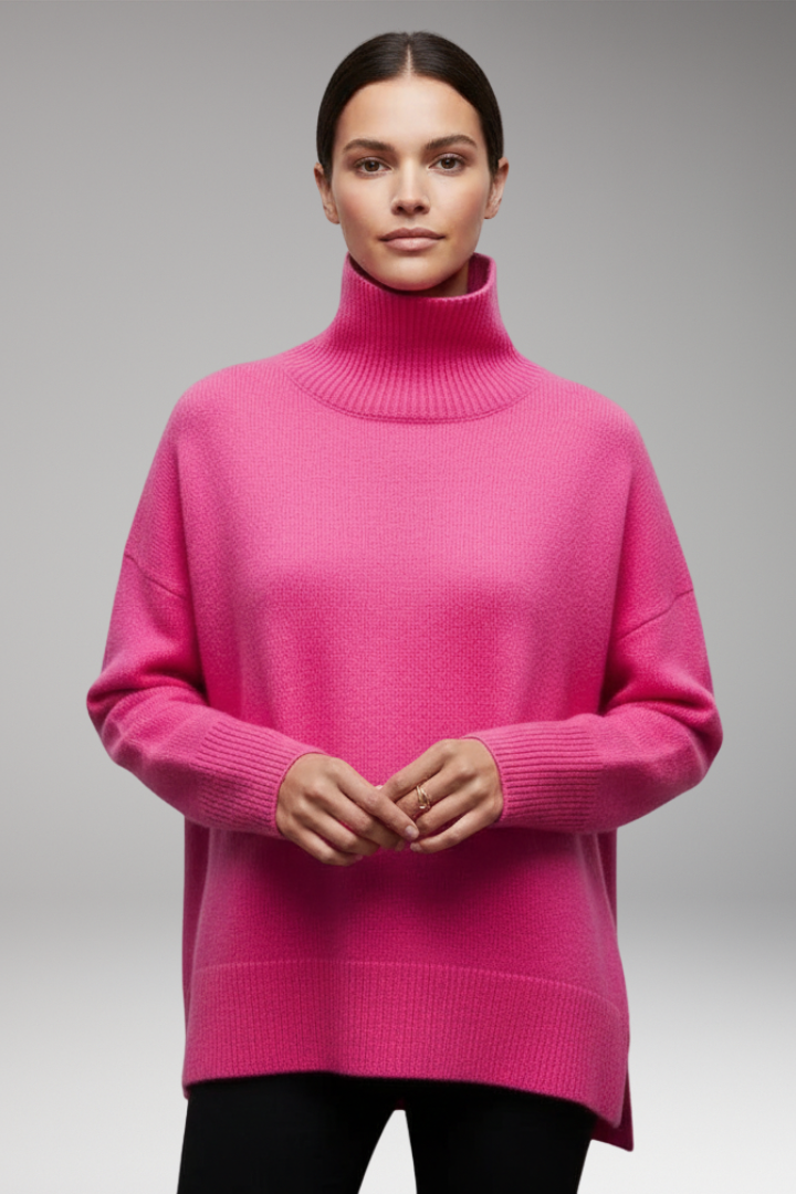 Women’s Jumper with Turtleneck and Ribbed Edges