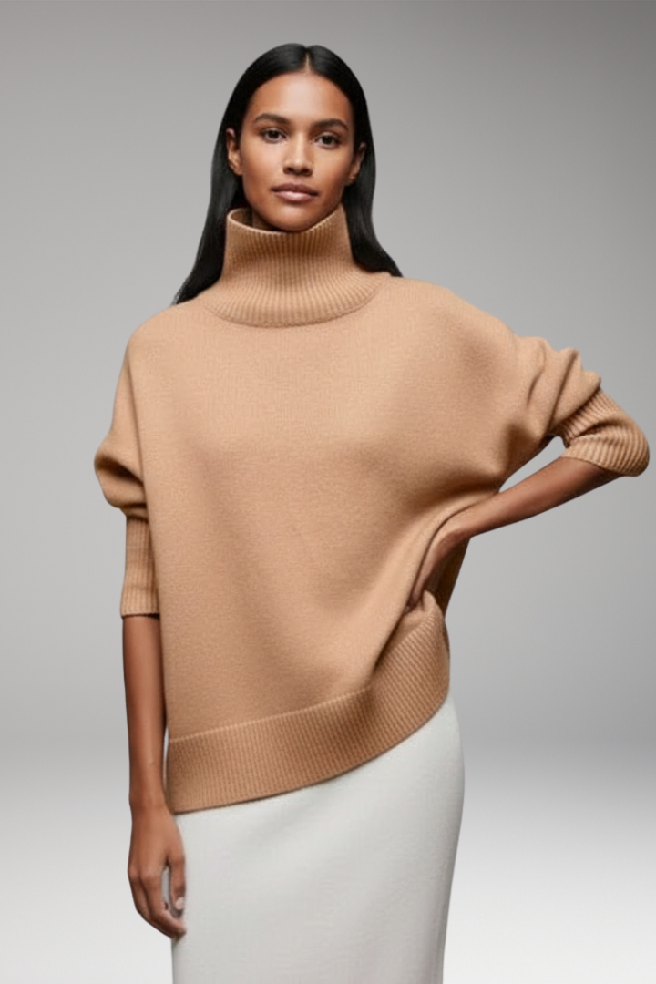 Women’s Jumper with Turtleneck and Ribbed Edges