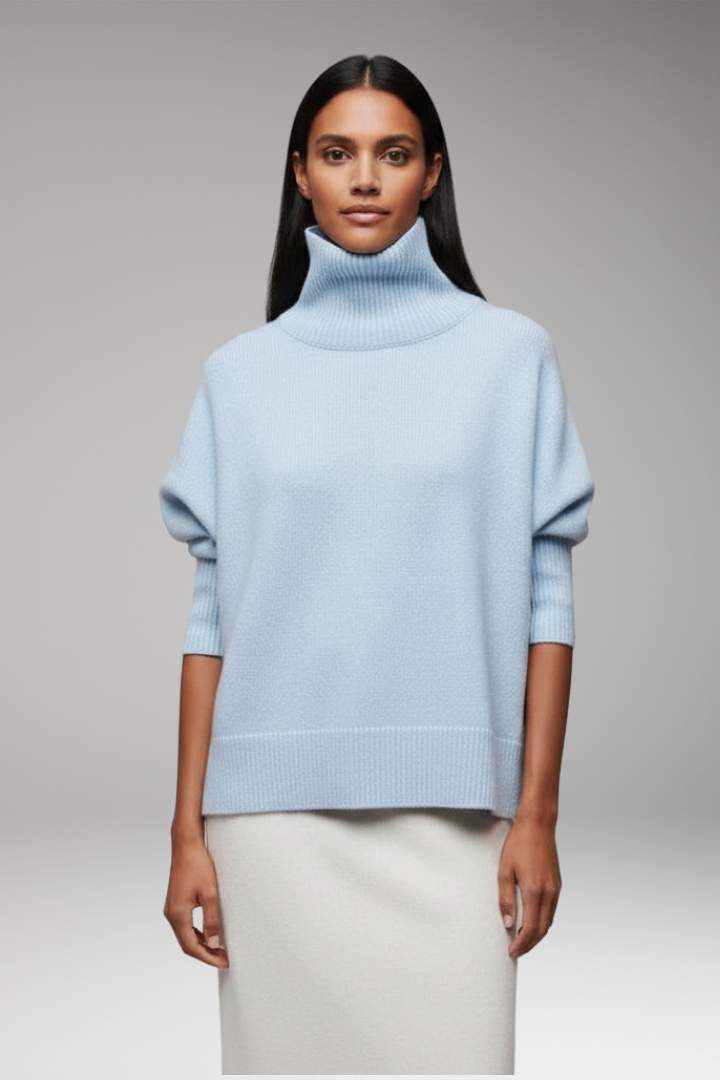 Women’s Jumper with Turtleneck and Ribbed Edges
