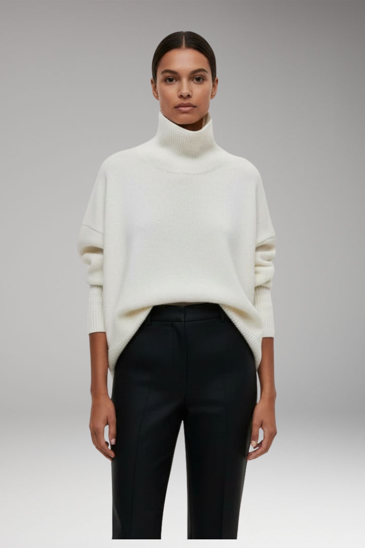 Women’s Jumper with Turtleneck and Ribbed Edges