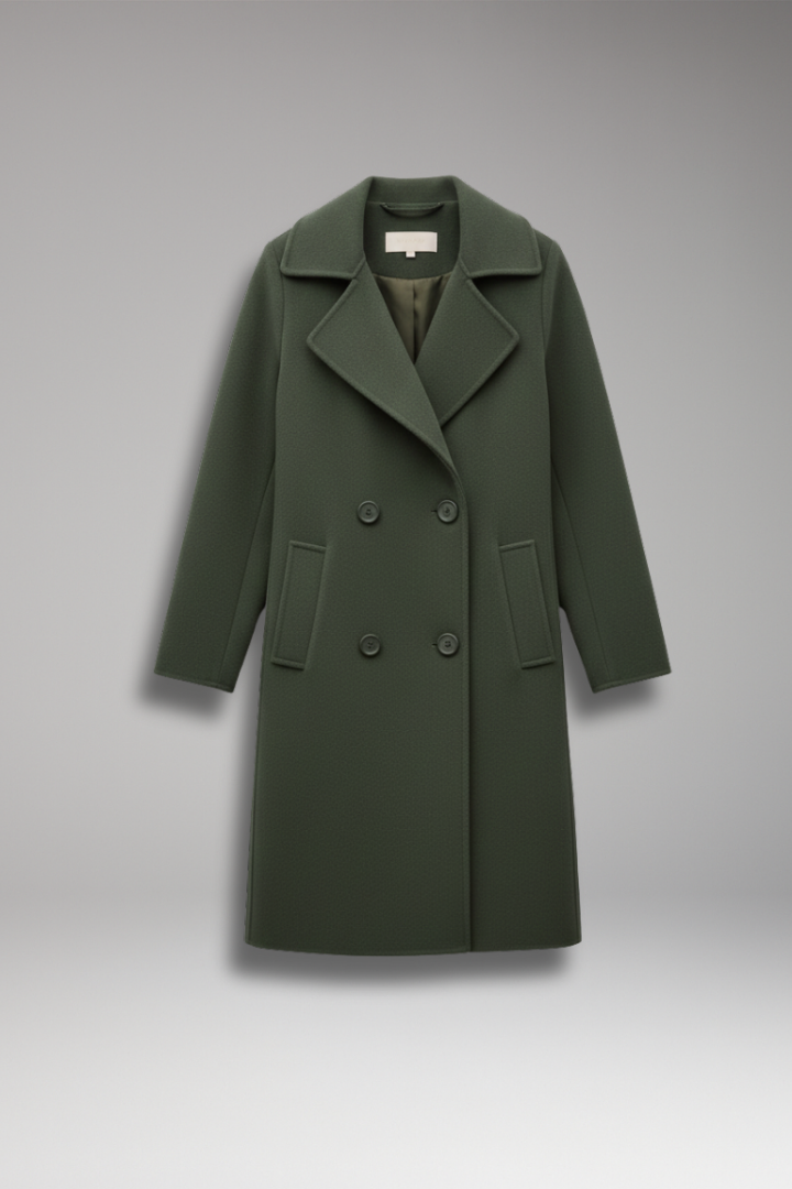 Women’s Trench Coat with Notched Lapel and Front Button Design