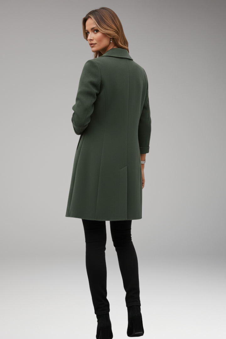 Women’s Trench Coat with Notched Lapel and Front Button Design