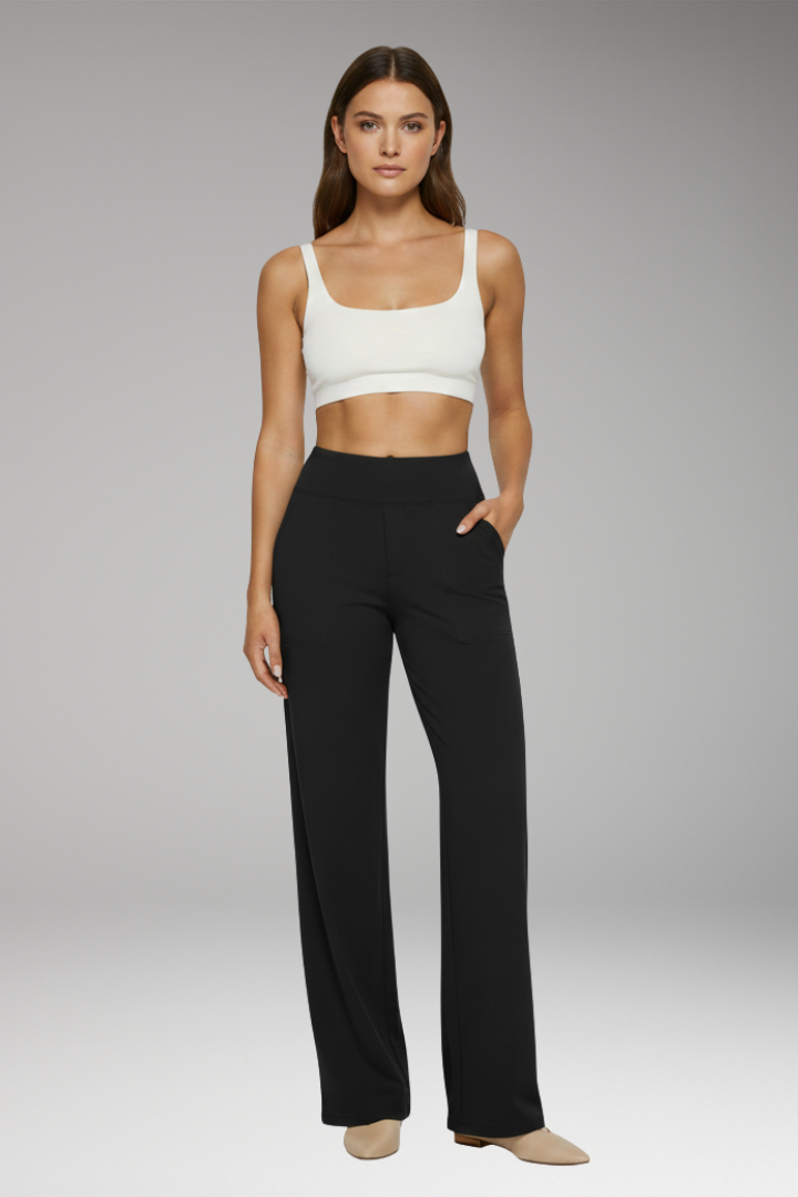 Women’s Trousers with High Waist and Side Pockets