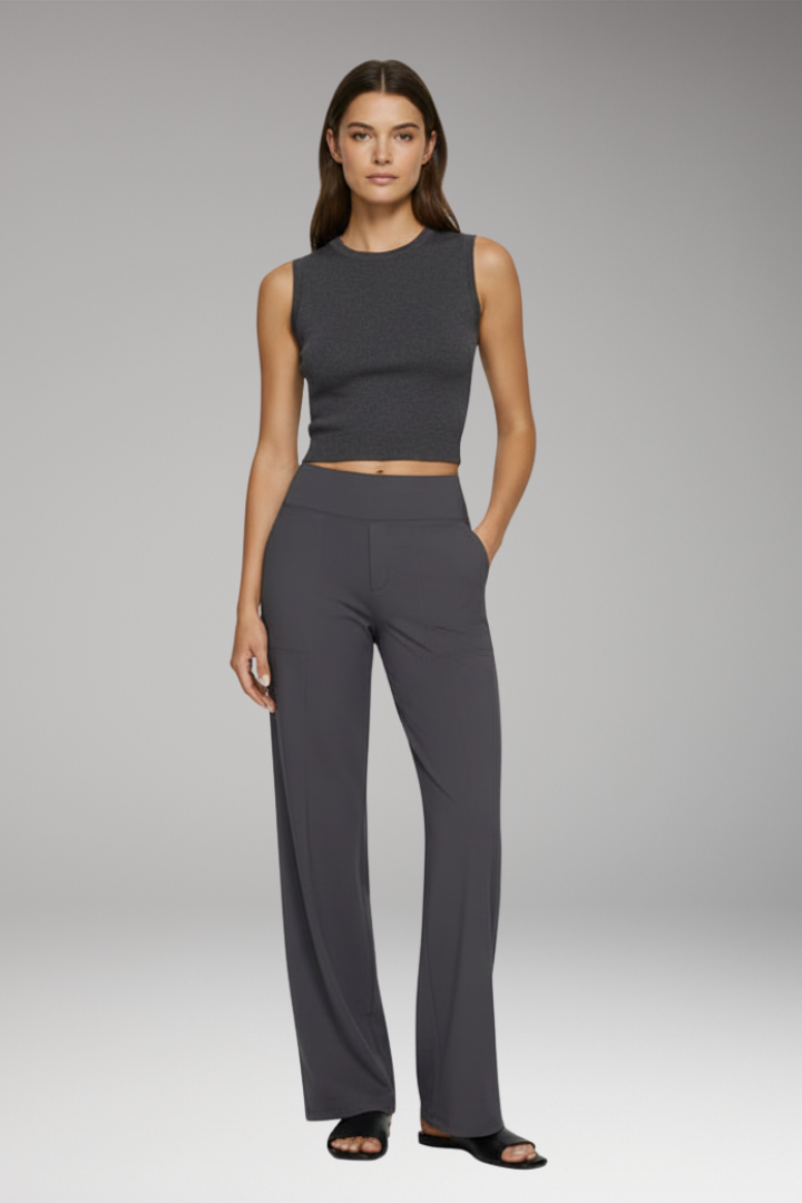 Women’s Trousers with High Waist and Side Pockets