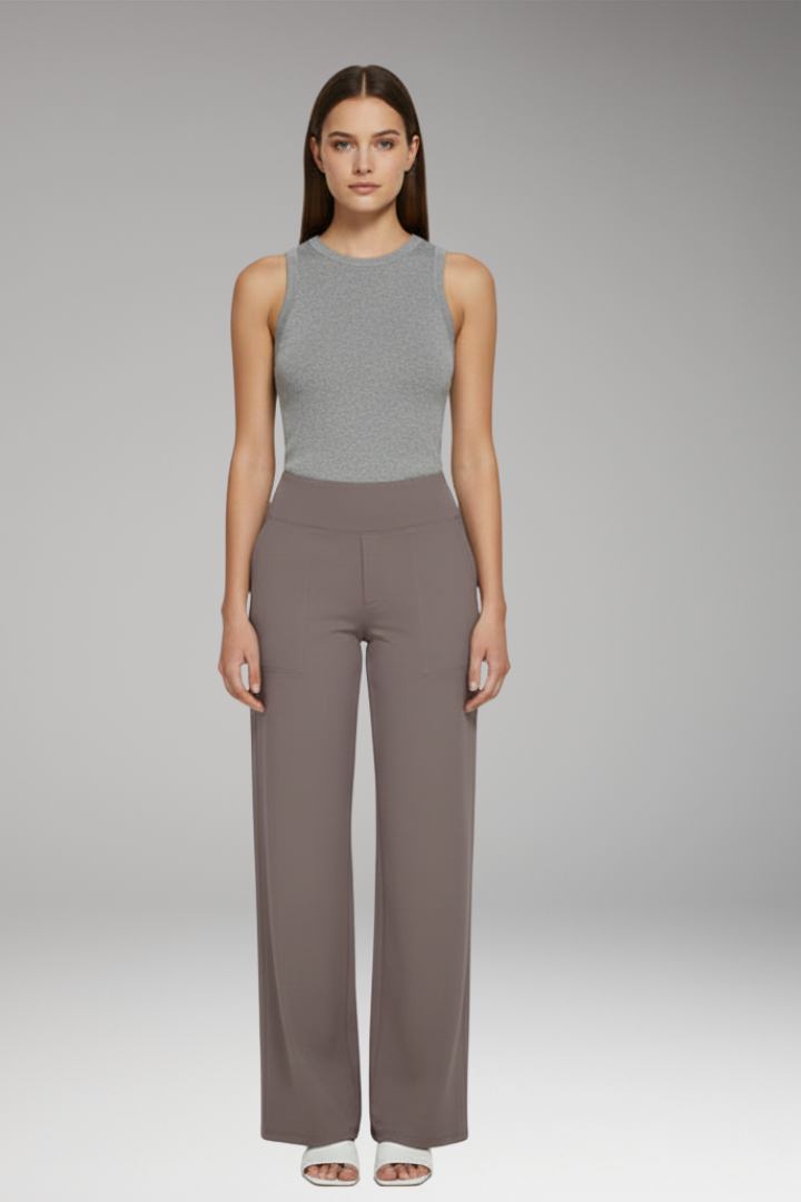 Women’s Trousers with High Waist and Side Pockets