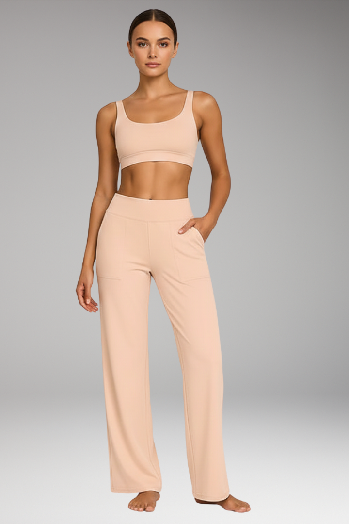 Women’s Trousers with High Waist and Side Pockets