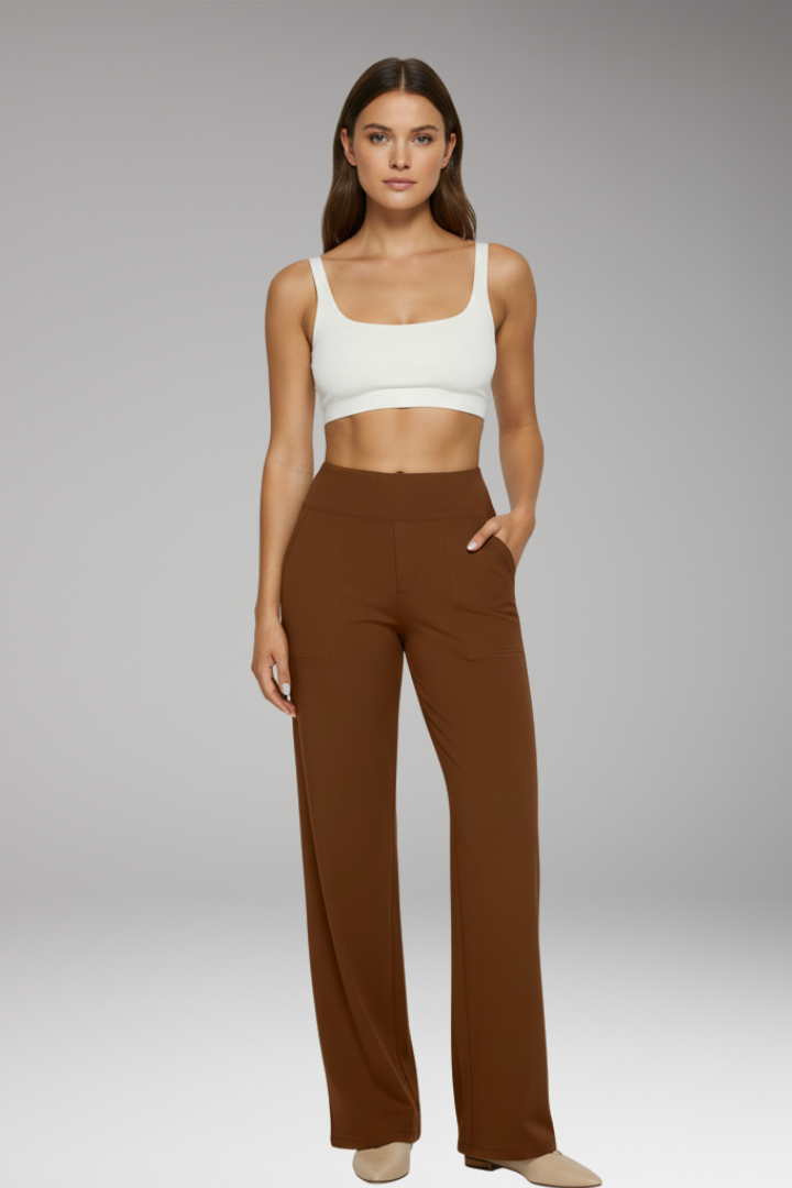 Women’s Trousers with High Waist and Side Pockets
