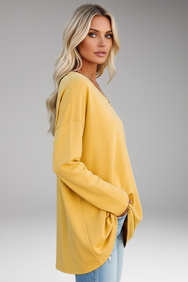 Women’s Tunic Top with V-Neckline and Long Sleeves