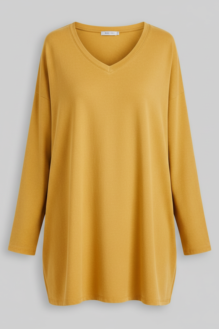 Women’s Tunic Top with V-Neckline and Long Sleeves