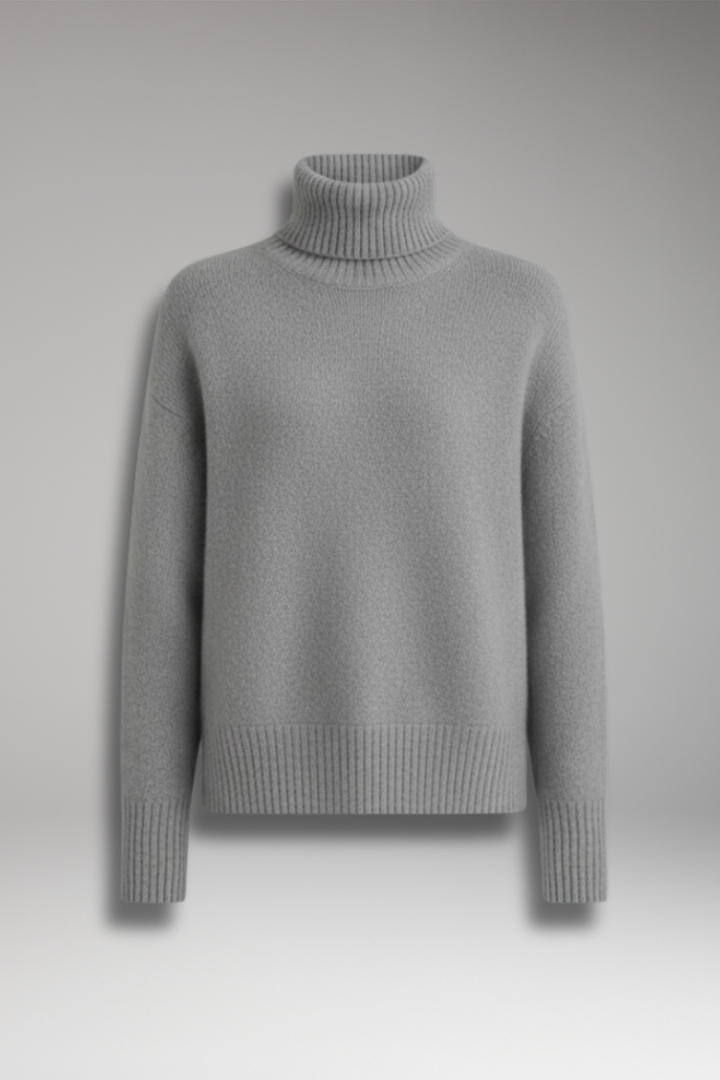 Women’s Turtleneck Jumper with Long Sleeves and Ribbed Hem