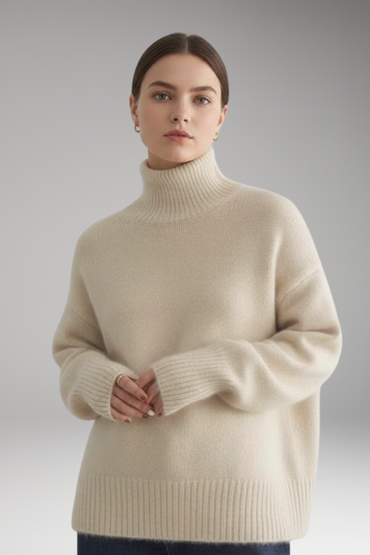 Women’s Turtleneck Jumper with Long Sleeves and Ribbed Hem