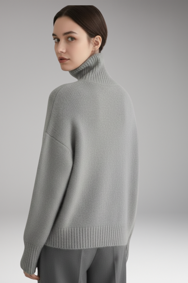 Women’s Turtleneck Jumper with Long Sleeves and Ribbed Hem