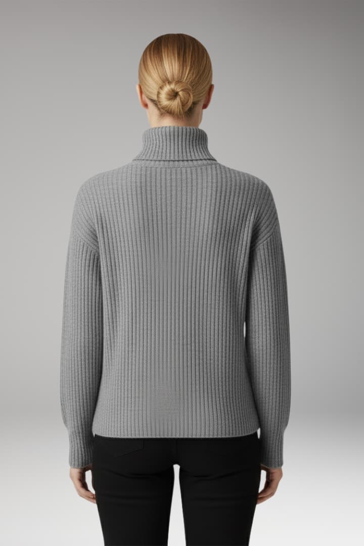 Women’s Turtleneck Jumper with Ribbed Neckline and Long Sleeves