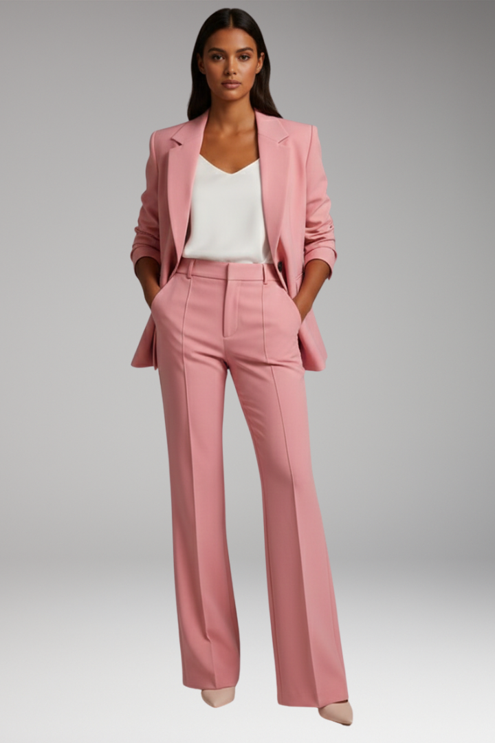 Women’s Two-Piece Set with Blazer and Straight-Leg Trousers