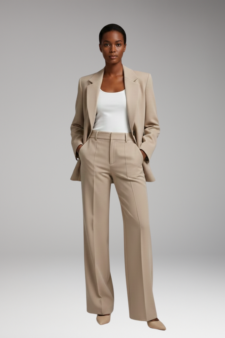 Women’s Two-Piece Set with Blazer and Straight-Leg Trousers
