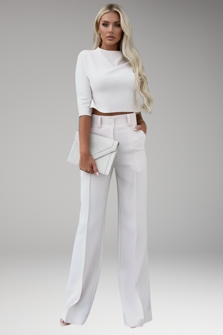 Women’s Two-Piece Set with Cropped Top and Straight-Cut Trousers