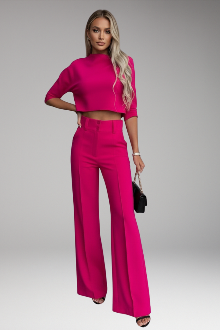 Women’s Two-Piece Set with Cropped Top and Straight-Cut Trousers