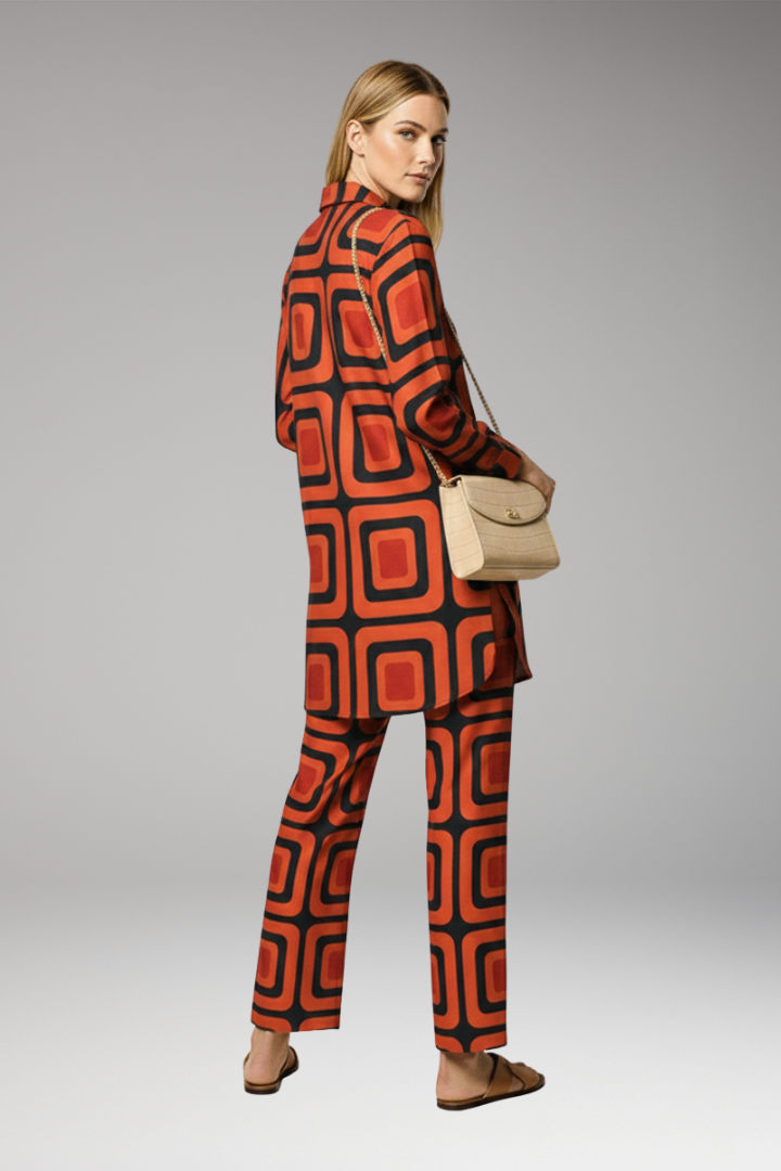 Women’s Two-Piece Set with Tunic Top and Straight-Leg Trousers