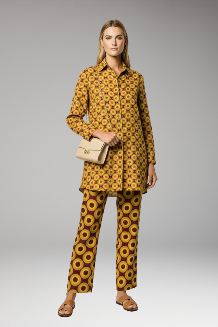 Women’s Two-Piece Set with Tunic Top and Straight-Leg Trousers