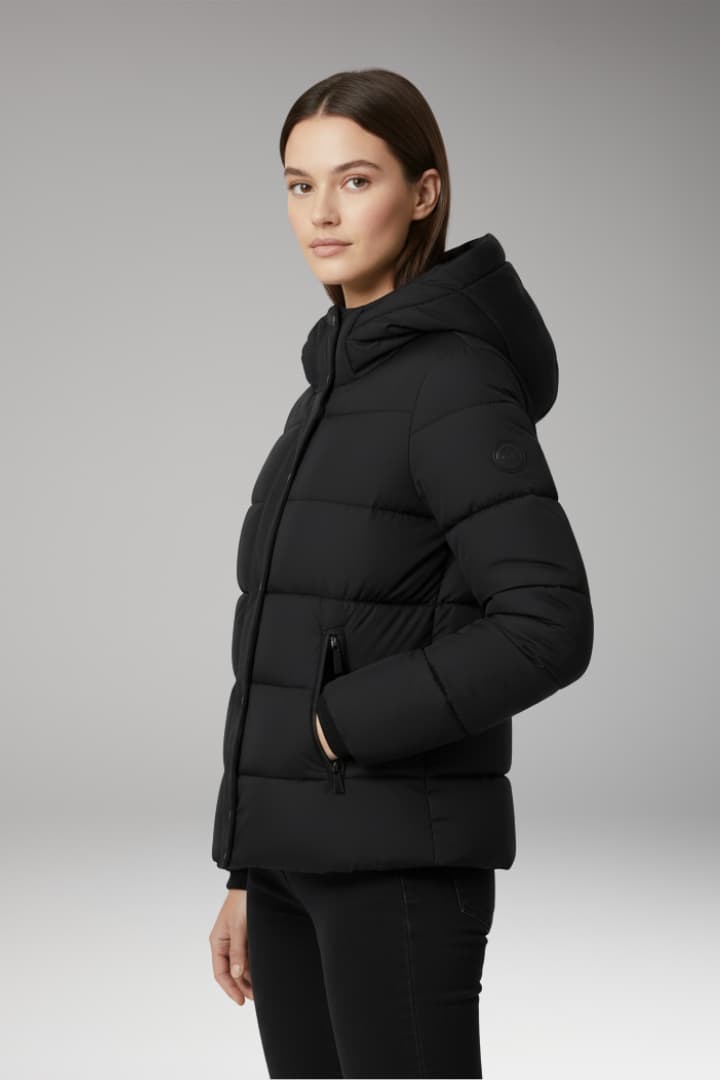Women’s Winter Jacket with Front Zipper and Long Sleeves