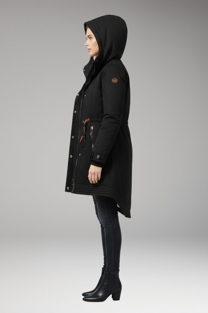 Women’s parka with lined hood and adjustable waist